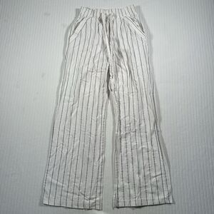 Sienna Sky Pants Womens White Black Vertical Striped Drawstring Wide Leg Beach